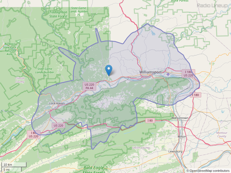 WBYL-FM Coverage Map