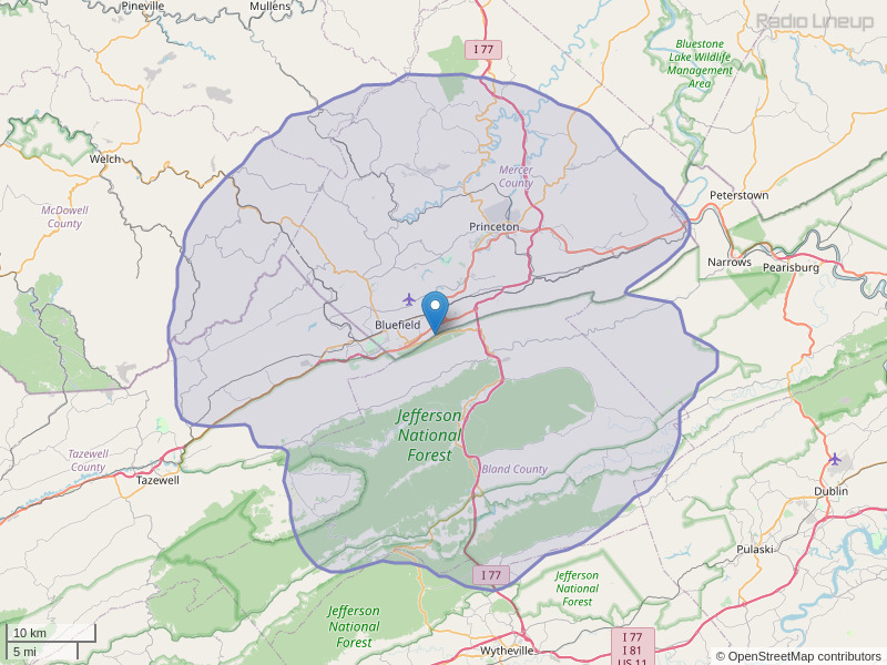 WSTG-FM Coverage Map