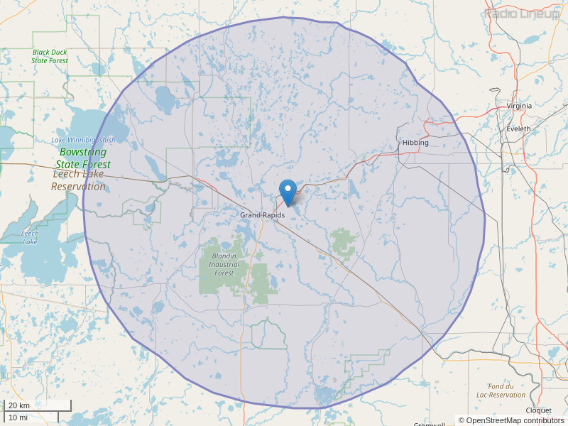 KAXE-FM Coverage Map