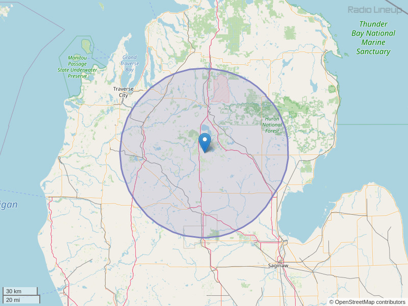 WUPS-FM Coverage Map