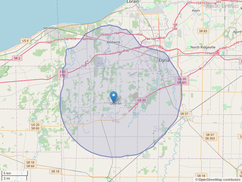 WOBC-FM Coverage Map
