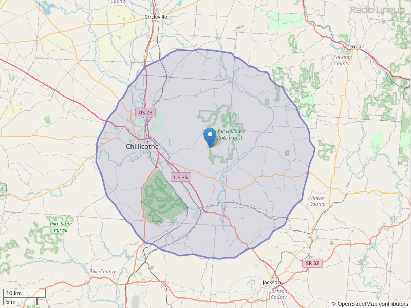 WOUH-FM Coverage Map