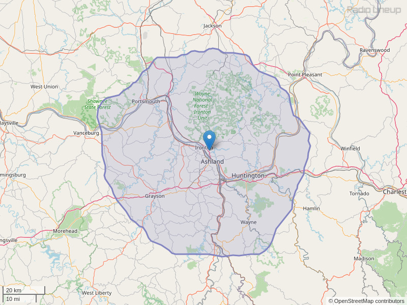 WOUL-FM Coverage Map