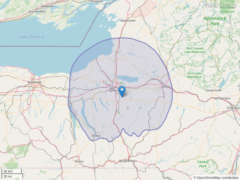 WNTQ-FM Coverage Map