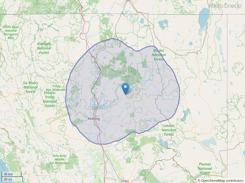 KNCA-FM Coverage Map