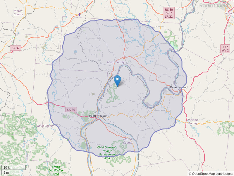 WJEH-FM Coverage Map