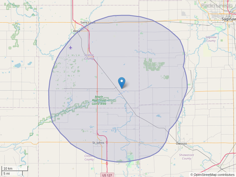 WJSZ-FM Coverage Map