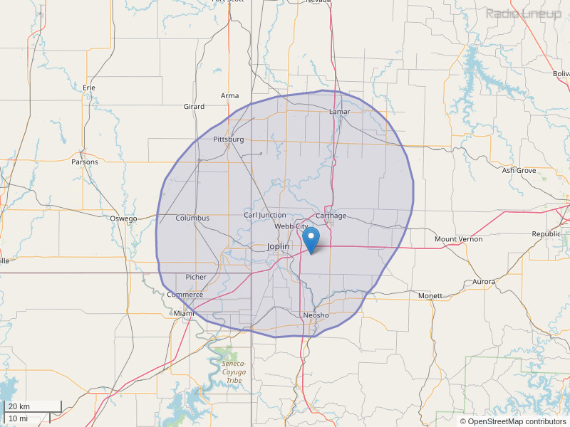 KOBC-FM Coverage Map