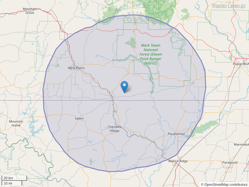 KAMS-FM Coverage Map