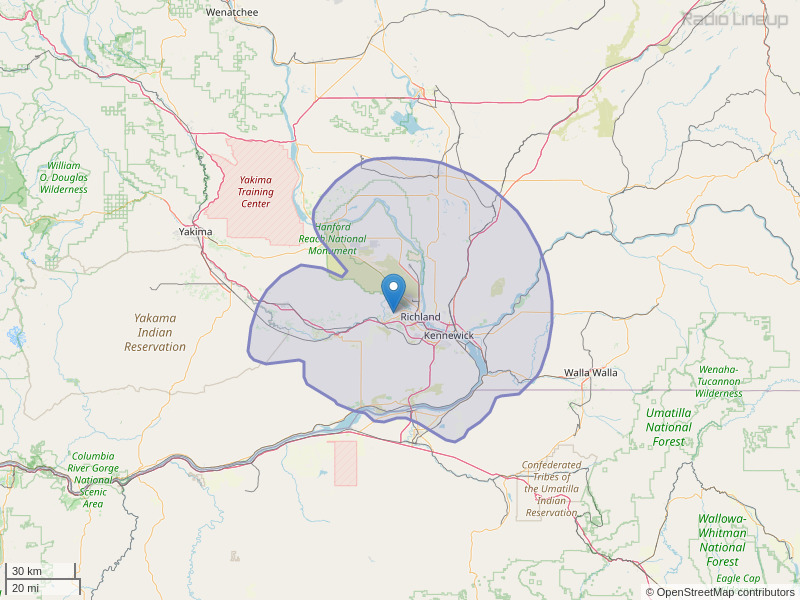 KOLW-FM Coverage Map