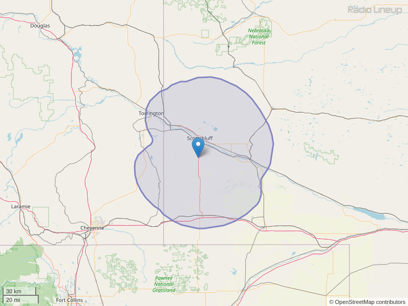 KNEB-FM Coverage Map
