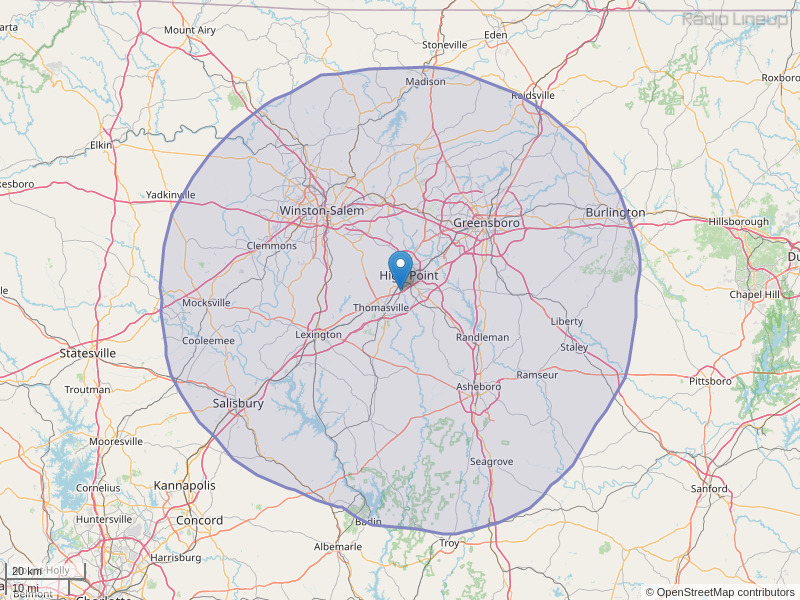 WHPE-FM Coverage Map