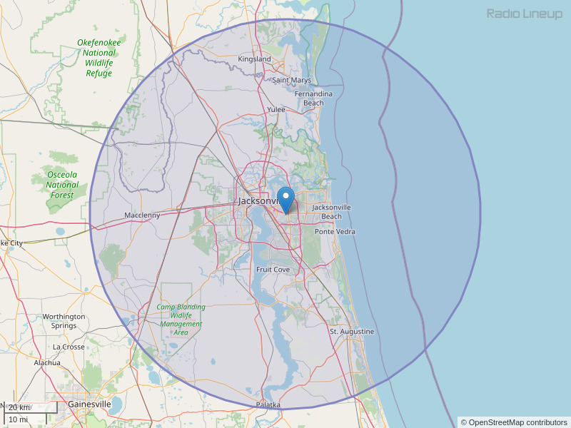 WPLA-FM Coverage Map