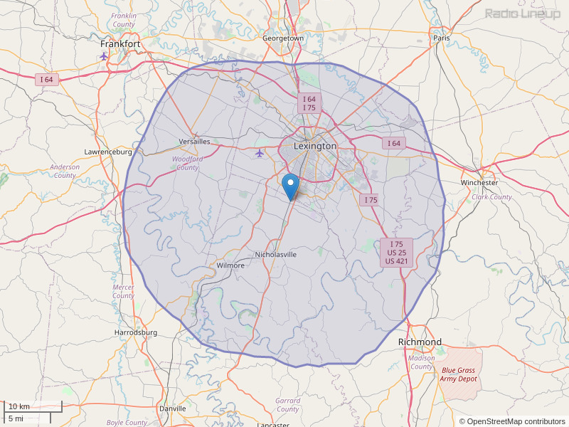 WLAI-FM Coverage Map