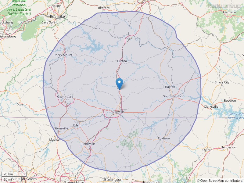 WAKG-FM Coverage Map