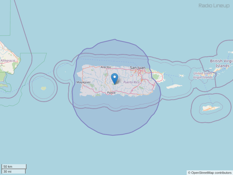 WZAR-FM Coverage Map