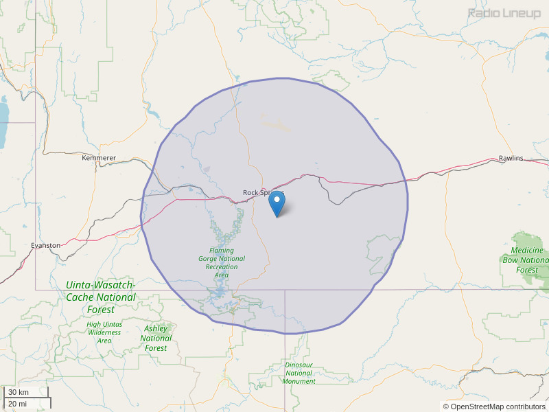 KQSW-FM Coverage Map