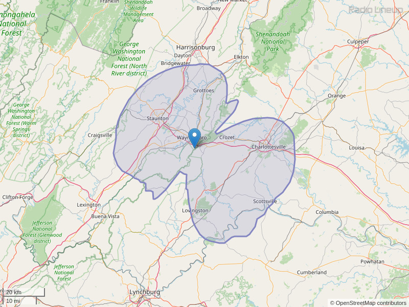 WPVA-FM Coverage Map
