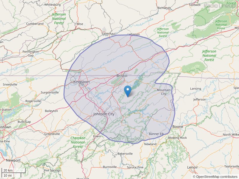 WCQR-FM Coverage Map