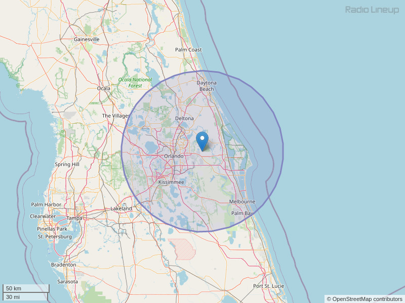 WTKS-FM Coverage Map