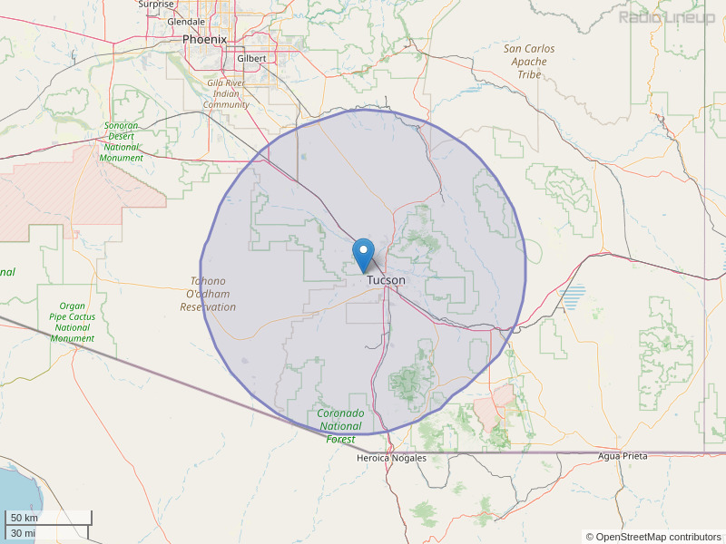 KHUD-FM Coverage Map