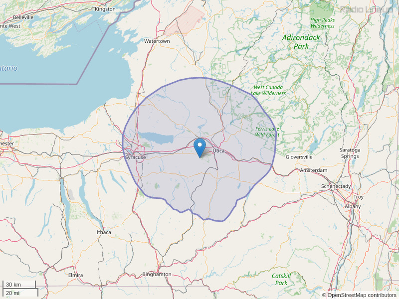 WUMX-FM Coverage Map