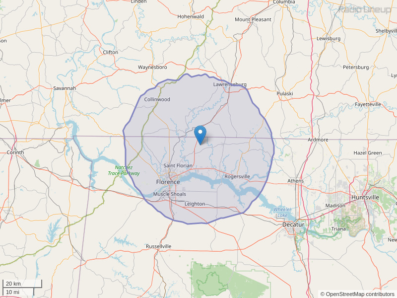 WLXA-FM Coverage Map