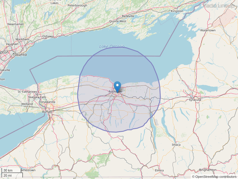 WPXY-FM Coverage Map