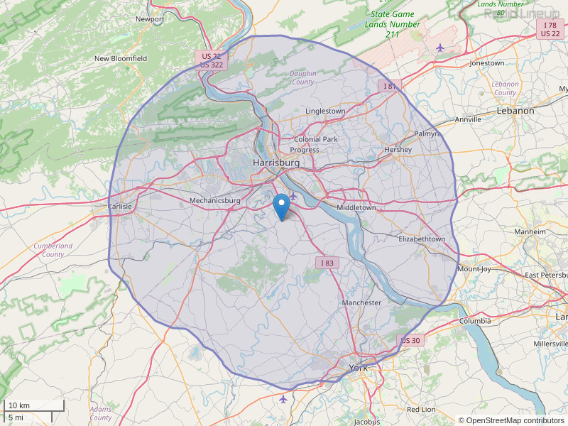 WTPA-FM Coverage Map