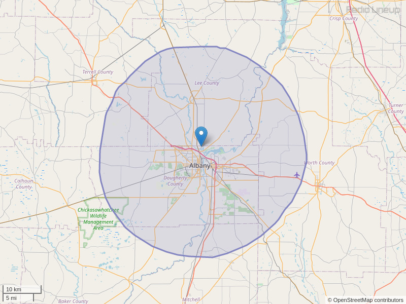 WQVE-FM Coverage Map