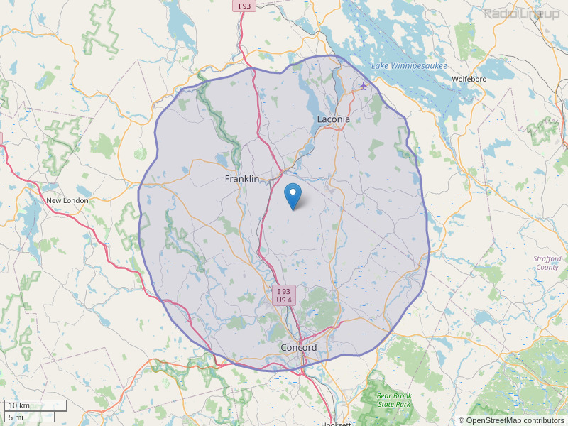 WNHW-FM Coverage Map