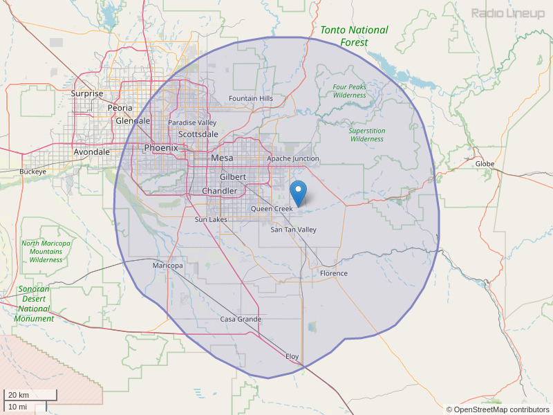 KZON-FM Coverage Map