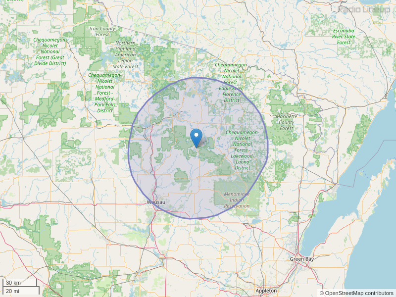 WHDG-FM Coverage Map