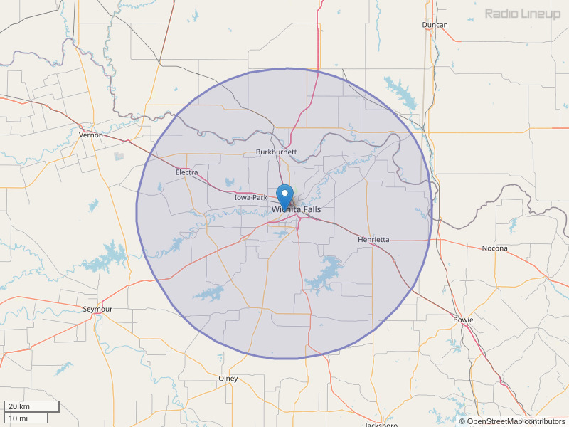 KQXC-FM Coverage Map