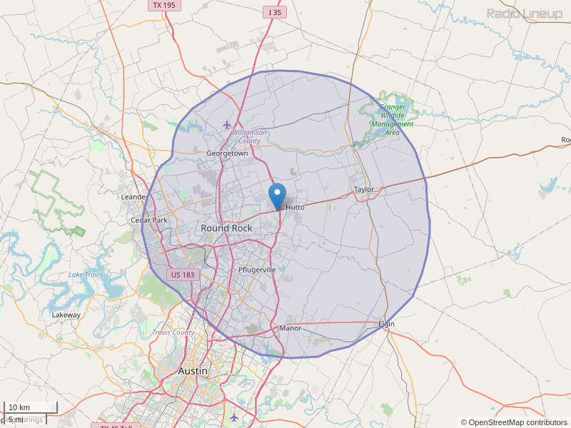 KYLR-FM Coverage Map