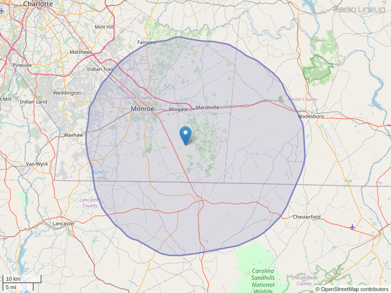WGSP-FM Coverage Map