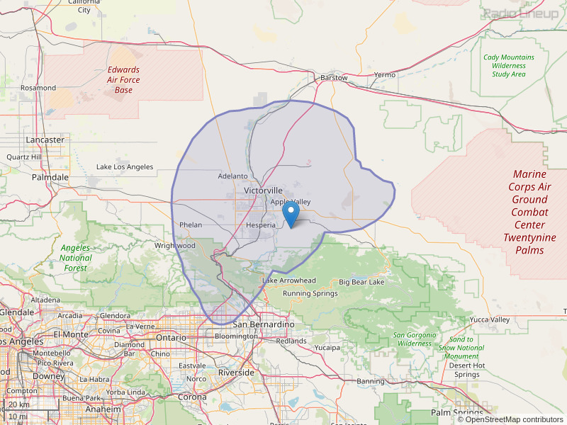 KZXY-FM Coverage Map
