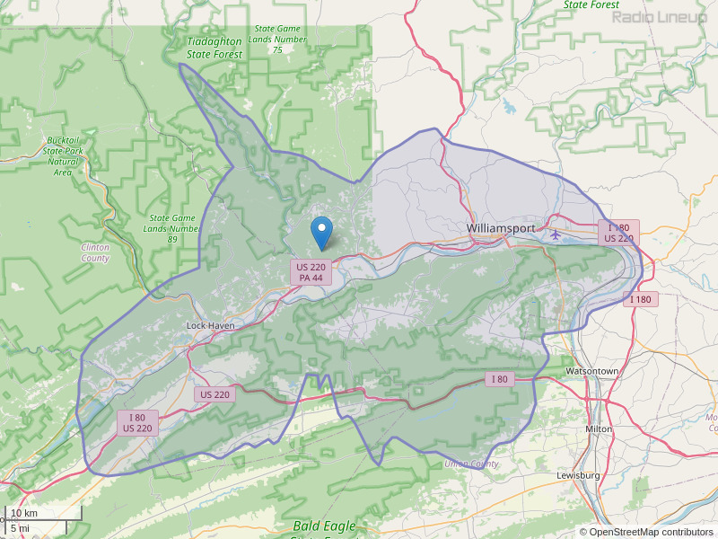 WVRT-FM Coverage Map