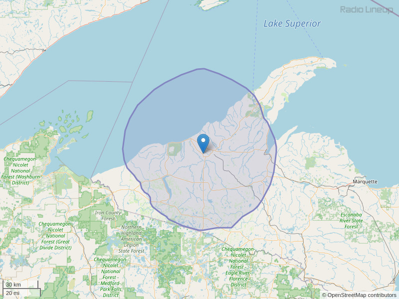 WUPY-FM Coverage Map