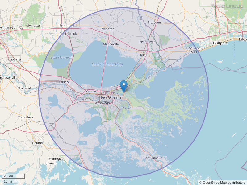 WNOE-FM Coverage Map