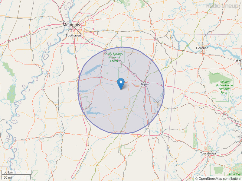WWMS-FM Coverage Map