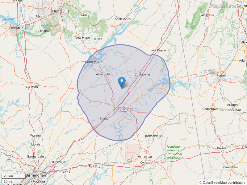 WQSB-FM Coverage Map