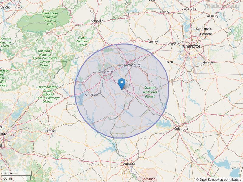 WSSL-FM Coverage Map