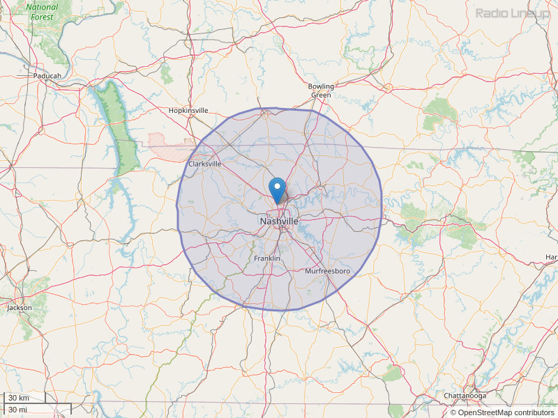 WRVW-FM Coverage Map