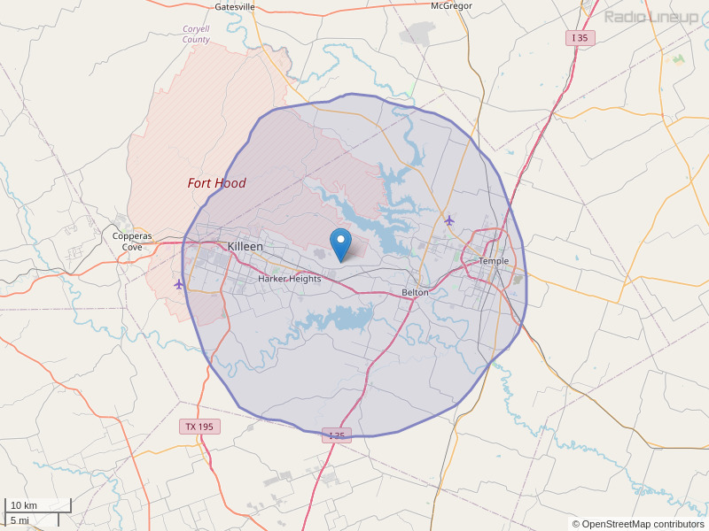 KLFX-FM Coverage Map