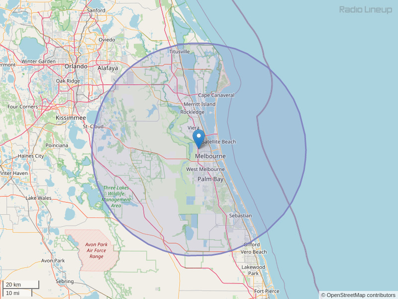 WAOA-FM Coverage Map