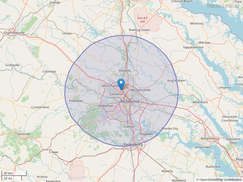 WCDX-FM Coverage Map