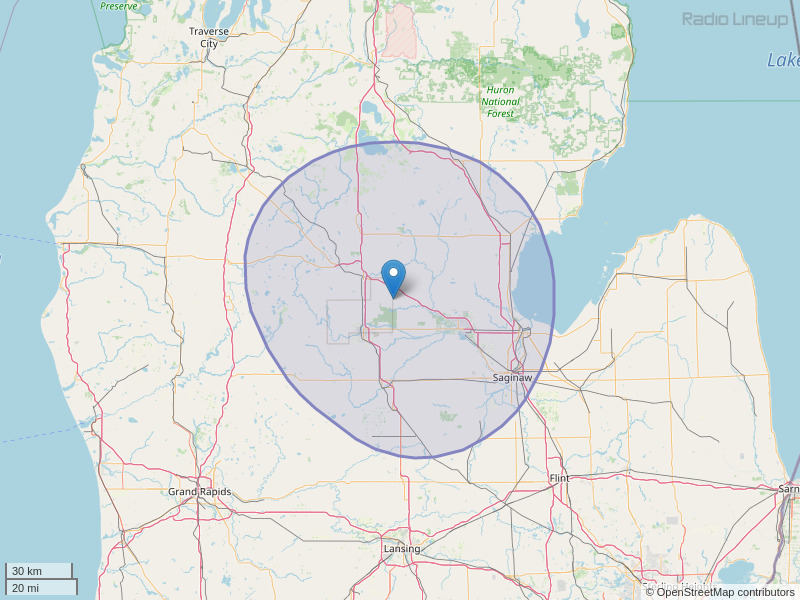 WCEN-FM Coverage Map