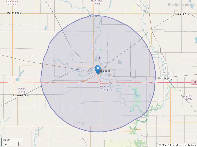 KZLB-FM Coverage Map
