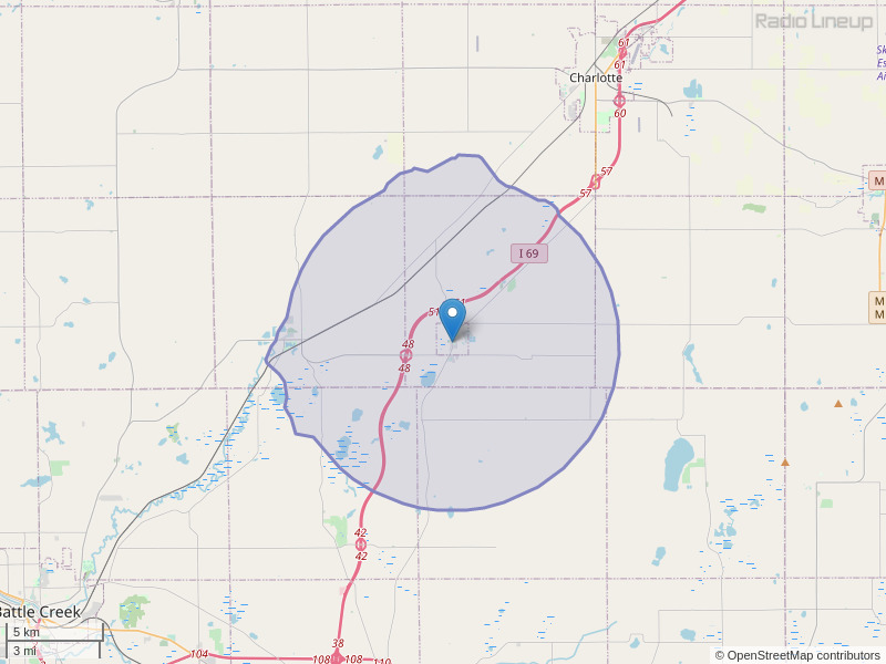 WOCR-FM Coverage Map